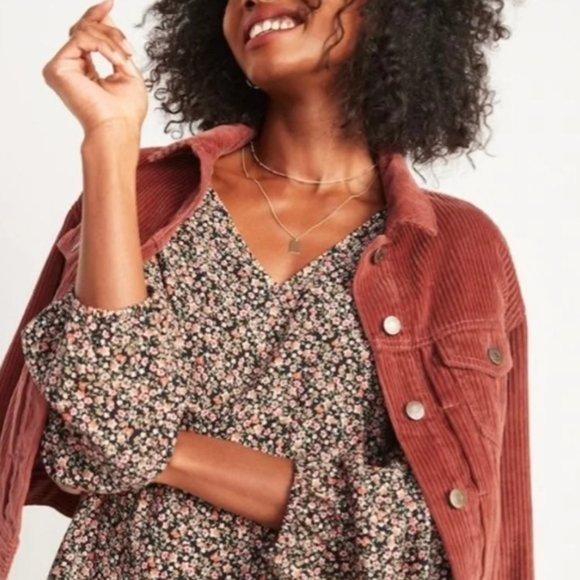 Old Navy Floral-Print Fit & Flare Smocked-Back Dress - Large - Picture 2 of 7